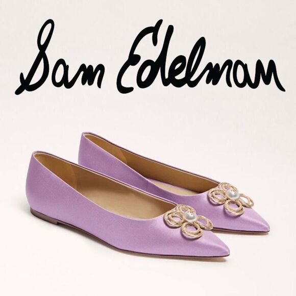 💜 SAM EDELMAN Wanda Tour Lilac Dress Flats MSRP $158 SIZES 6,5 and 9 NEW IN BOX - Picture 1 of 16